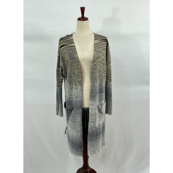 MISSONI Sz 40 Gray Knit Reversible Open Front Cardigan Sweater Duster - Picture 16 of 16